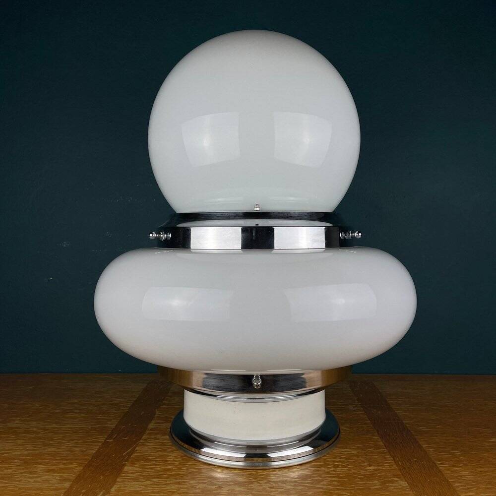 White opaline glass table by UFO, Italy, 1970s