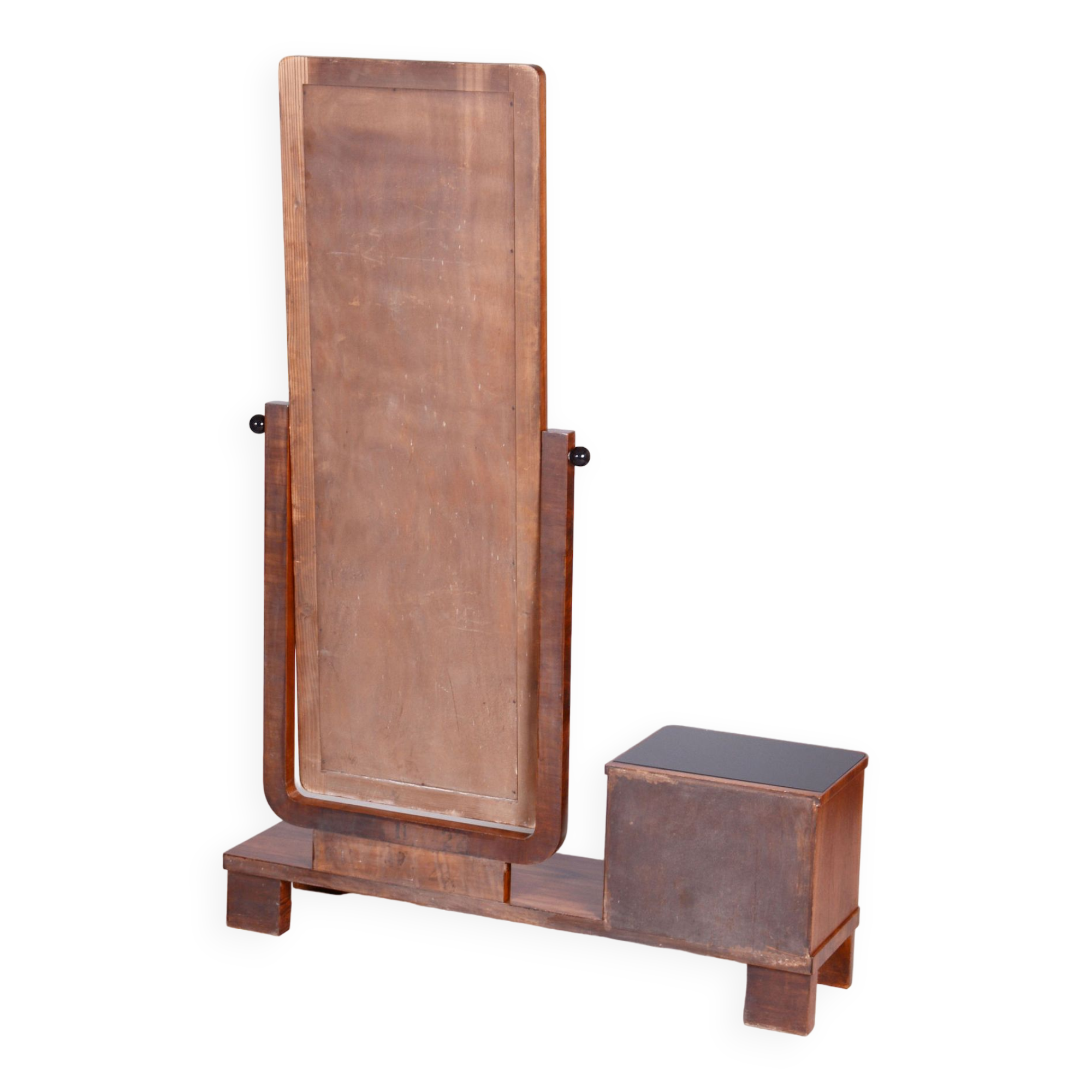 Restored ArtDeco Walnut Dressing Mirror, Revived Polish, Czechia, 1920s