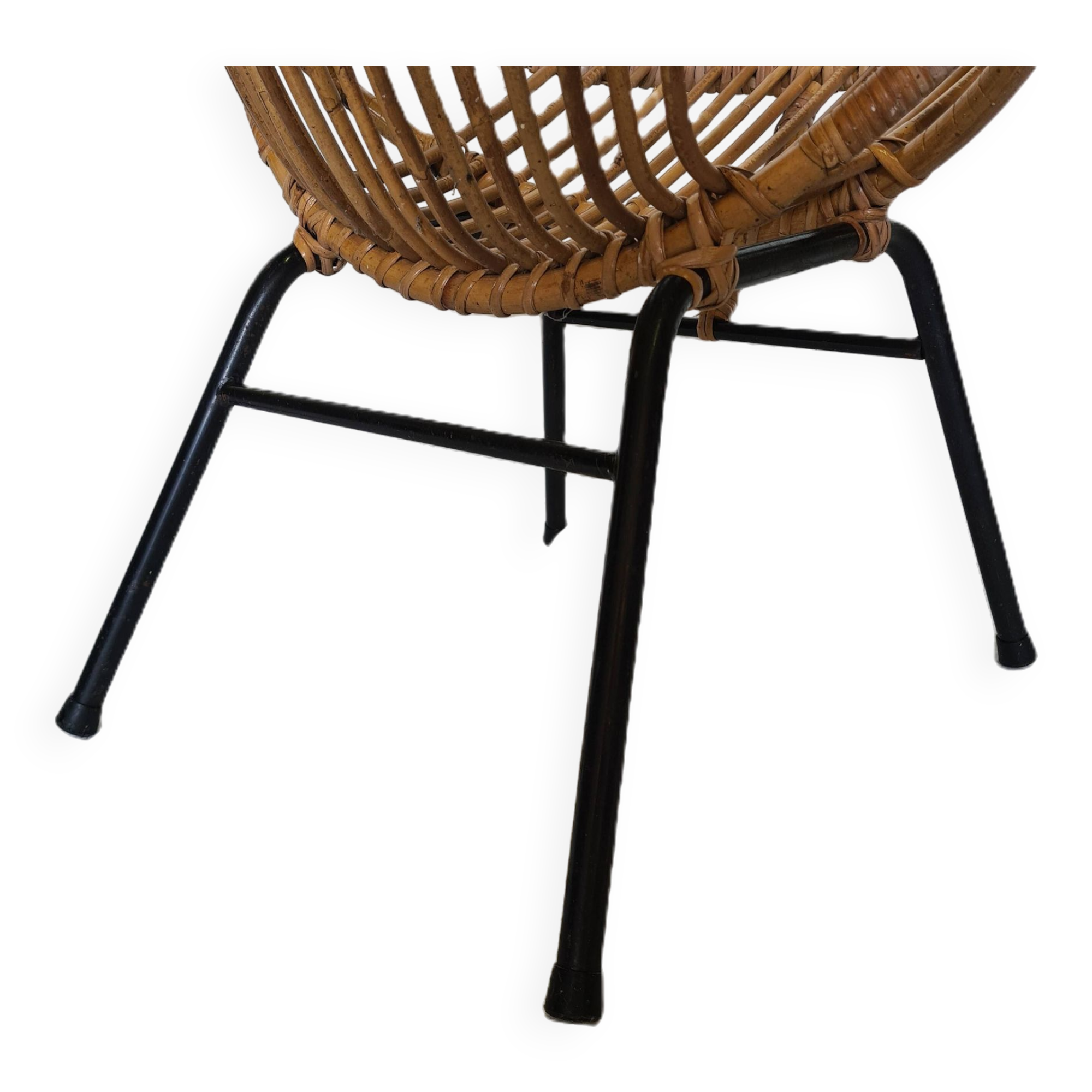 Rohe Noordwolde Rattan Bucket Chair, 1960s