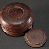 Round natural wooden box with lid for confectionery – Shōwa 20th century.