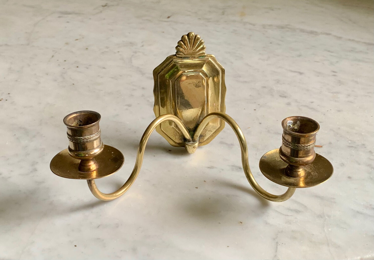 Brass wall candlesticks