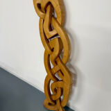 Twisted solid wood sculpture, vintage 1970s design.