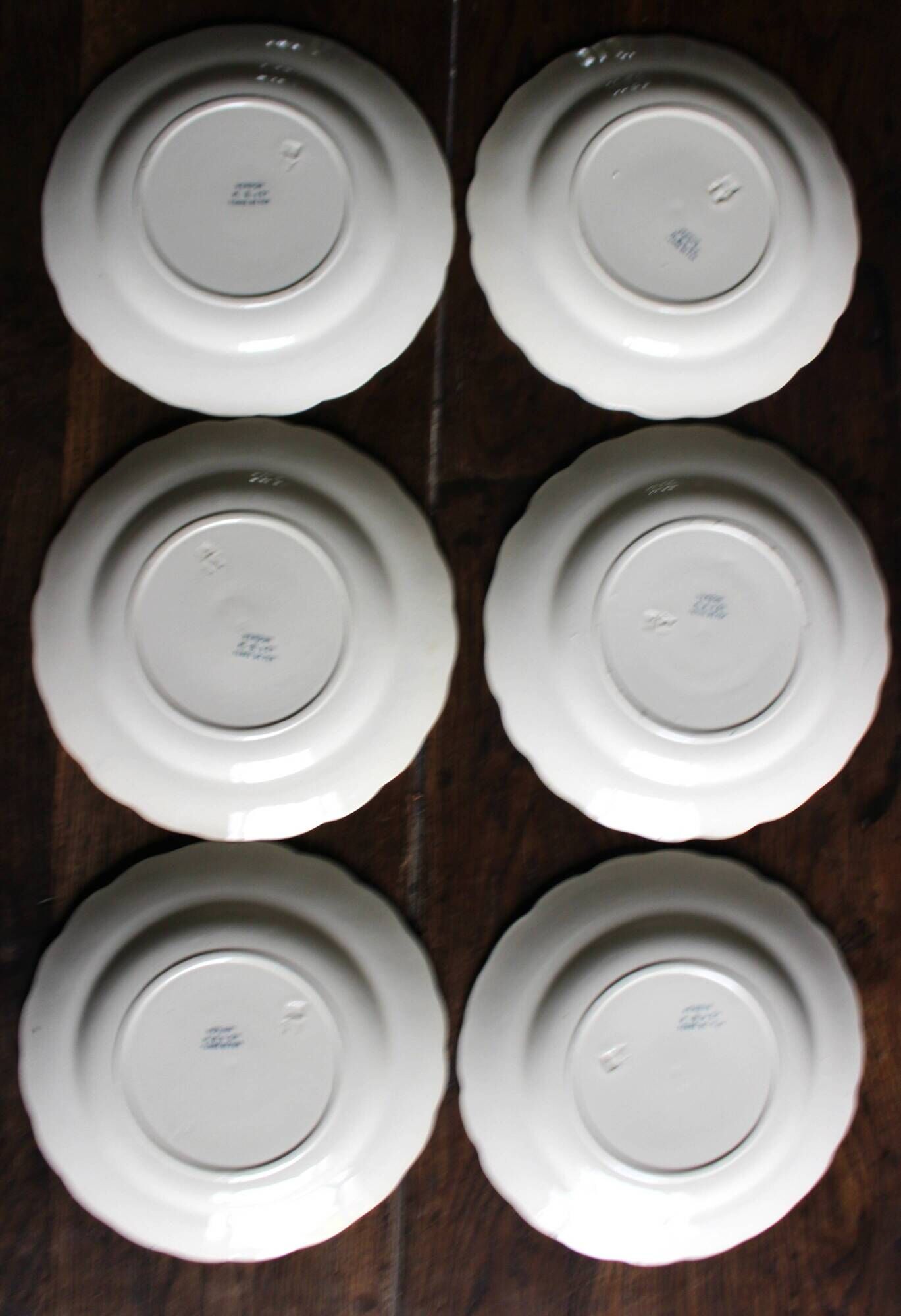A set of 6 flat plates Terre de Fer Bleu Verdun HBC.