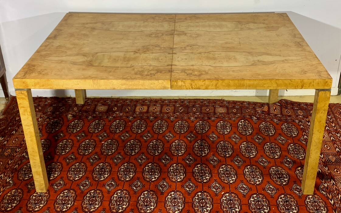 Living room table, dining room table in Ash burl, 2 extension leaves for 10/12 people