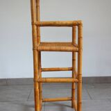 Vintage bamboo rattan high stool
