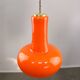 Mid-Century Italian Orange Glass and Brass Pendant Lamp