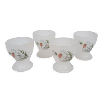 Set of 4 egg cup opaline 60s arcopal France