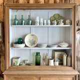 Two-body sideboard, bookcase, dresser in restored solid oak