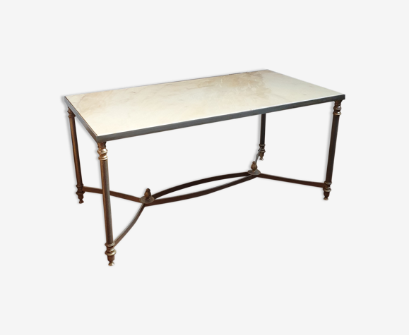 Table basse vintage laiton et marbre | Selency