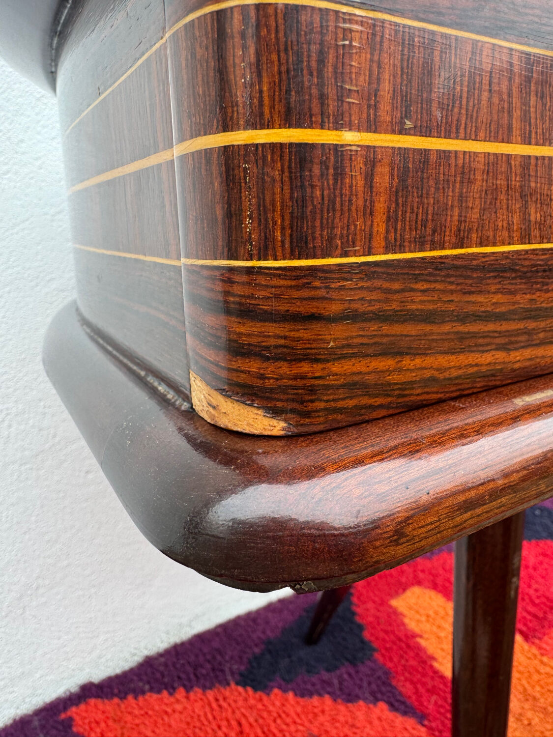 1950s half-moon tripod bedside table