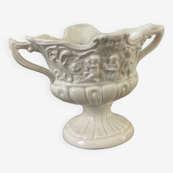 Vintage Italian angels porcelain planter pot cover