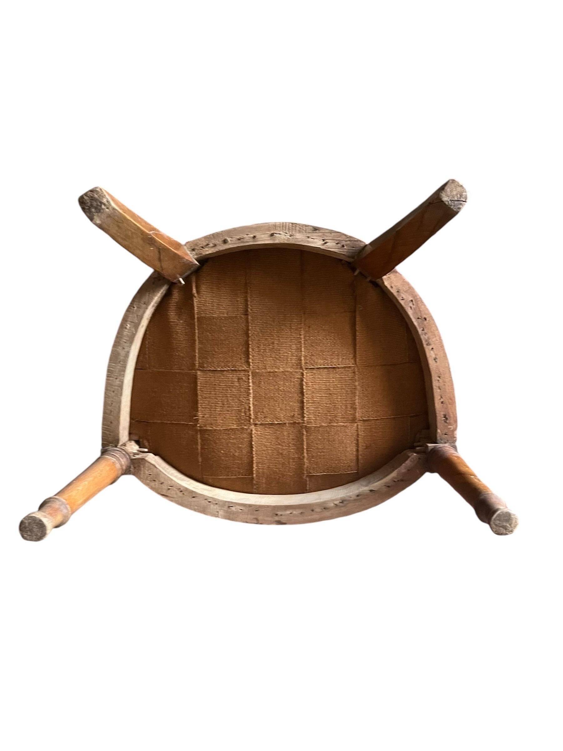 Louis XVI cabriolet armchair - Yellow and pinkish red Toile de Jouy - France