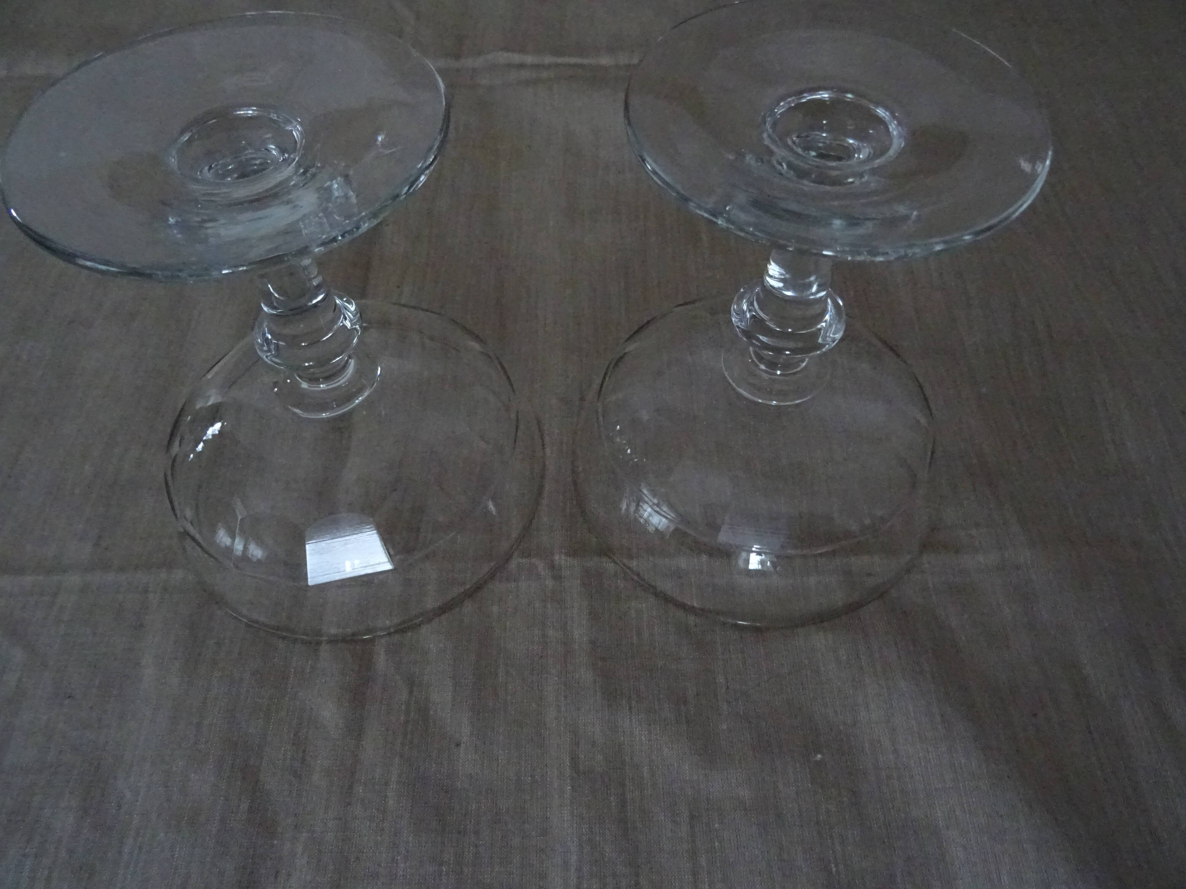 Pair of old champagne glasses crystal faceted louis Philippe