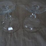 Pair of old champagne glasses crystal faceted louis Philippe