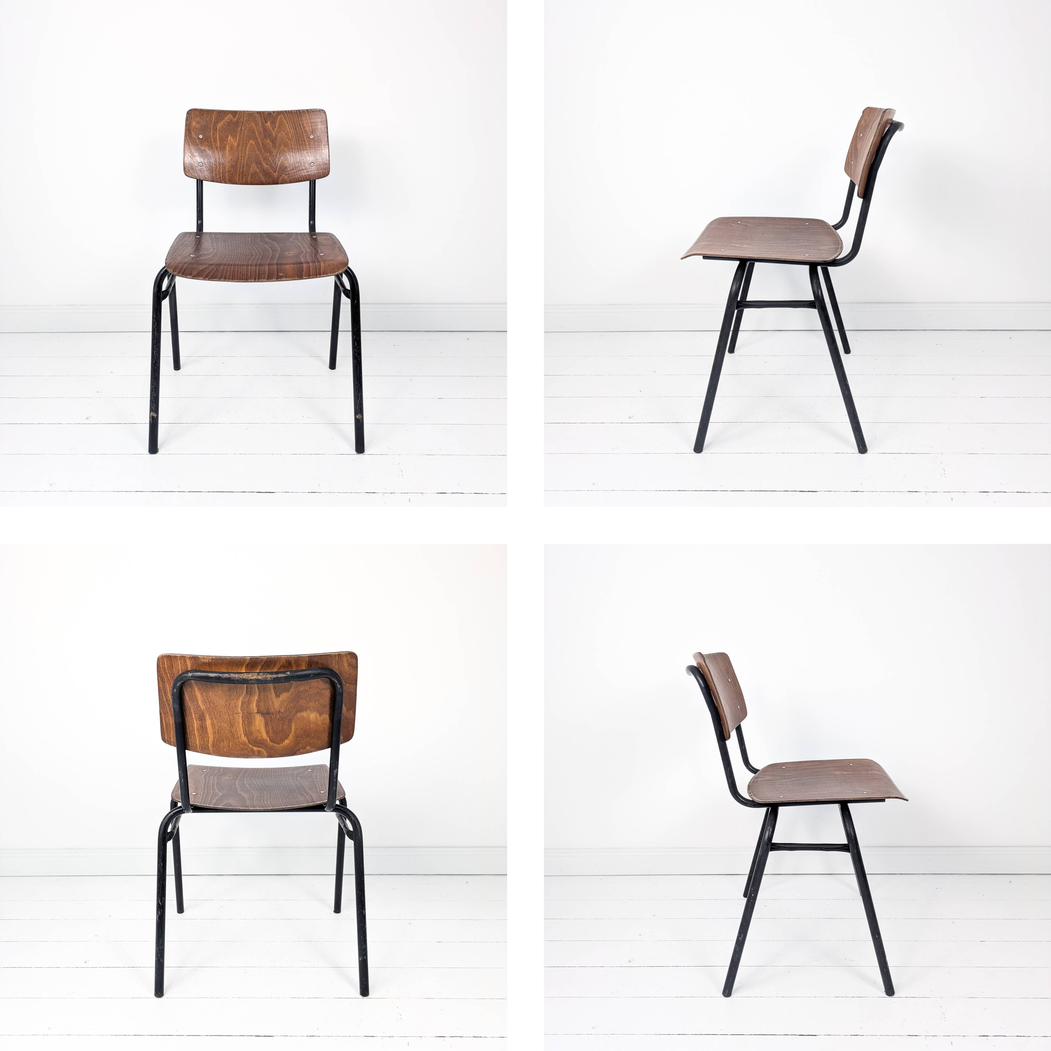 Chaise vintage Pagholz Ahrend Cirkel années 60 assise chêne piètement métal