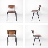 Chaise vintage Pagholz Ahrend Cirkel années 60 assise chêne piètement métal