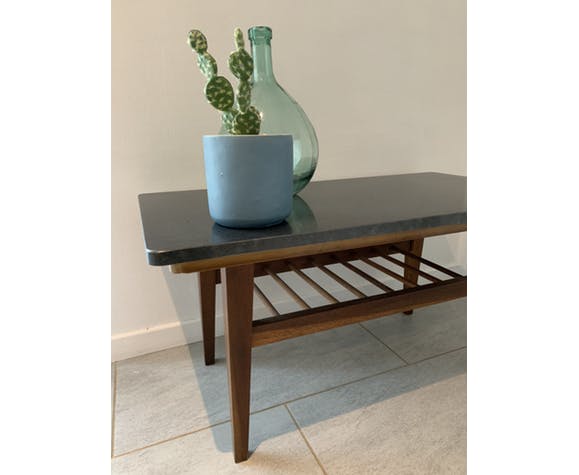 Vintage coffee table with granite top