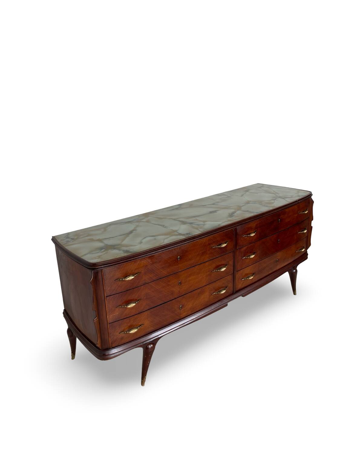 Commode en placage de palissandre avec plateau en onyx vert