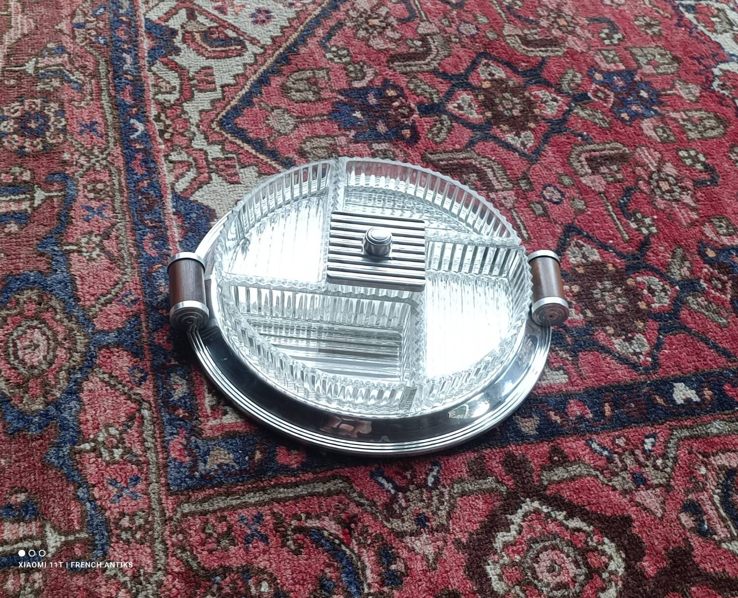 Art Deco 1930s silver-plated metal serving tray