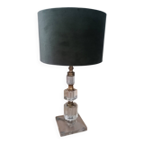 Vintage crystal bedside lamp in modernist / Art Deco / Hollywood style.