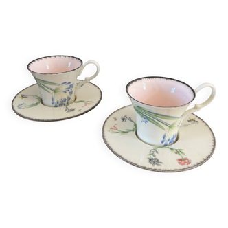 KG Lunéville Garden of Bagatelle tea cups MURAT