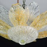 Petite vintage Italian Murano glass amber and transparent ceiling light