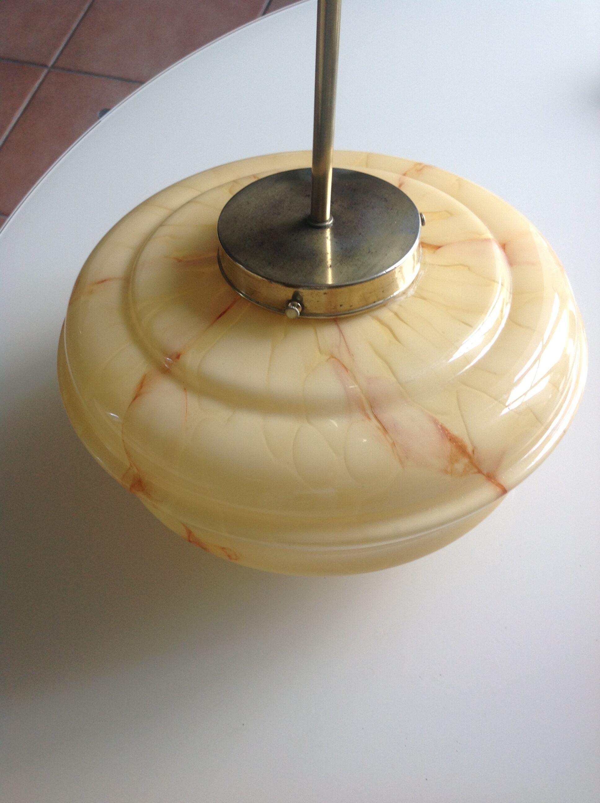 Vintage marbled glass globe ceiling light 50s 60s