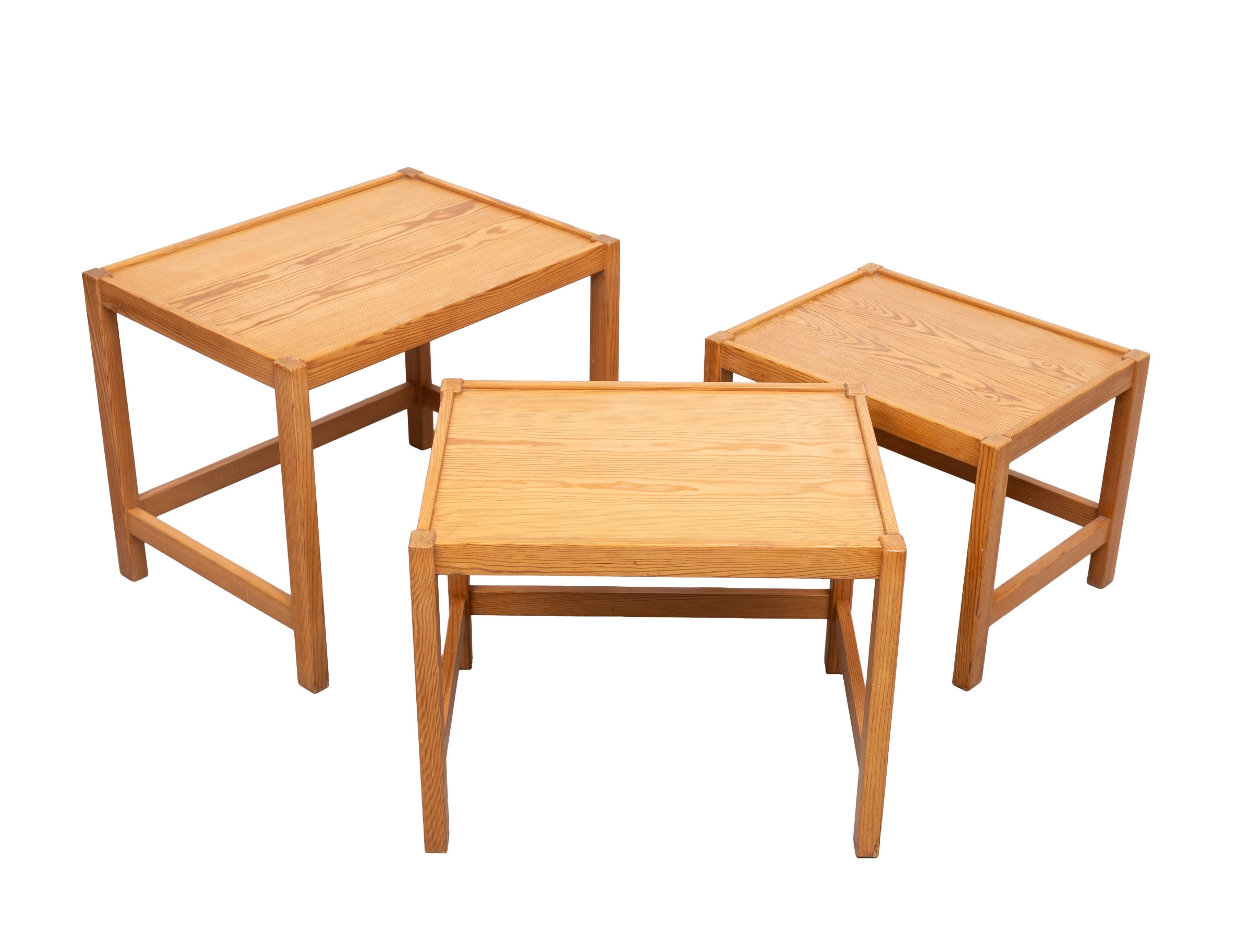 Solid Pine nesting tables Design Kurt Østervig 1960s Denmark