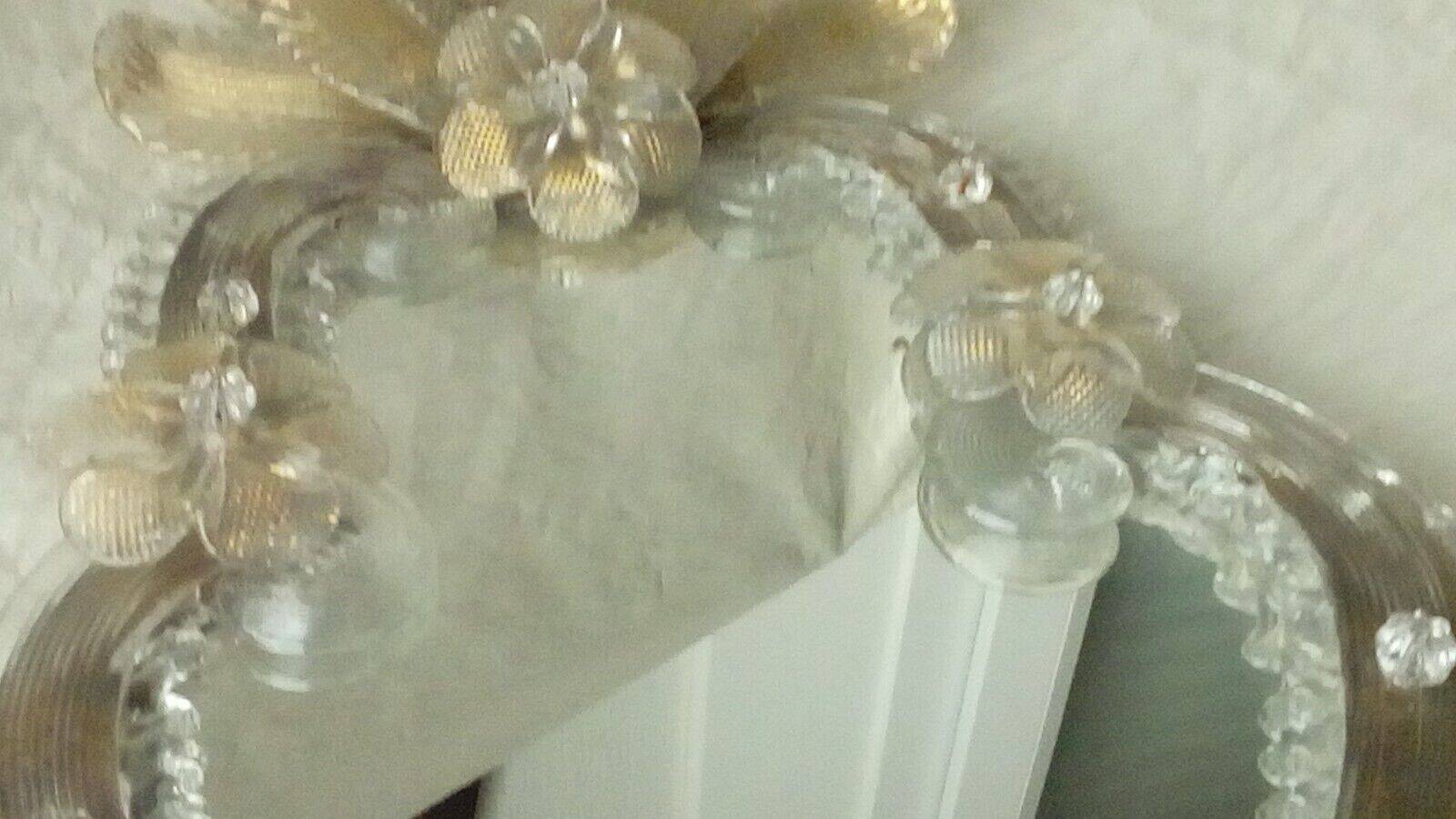 Venetian wall mirror in murano glass on wood 50s-60s