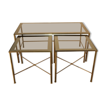 A triptych of tables, brass, 1970