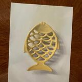 Porte savon en fonte vintage poisson jaune
