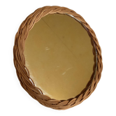 Miroir rond en osier