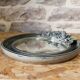 Round ceramic mirror with flower decoration by Catido