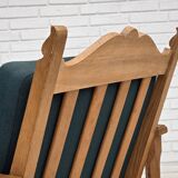 1970s, Scandinavian lounge chair, green furniture wool, solid oak wood.