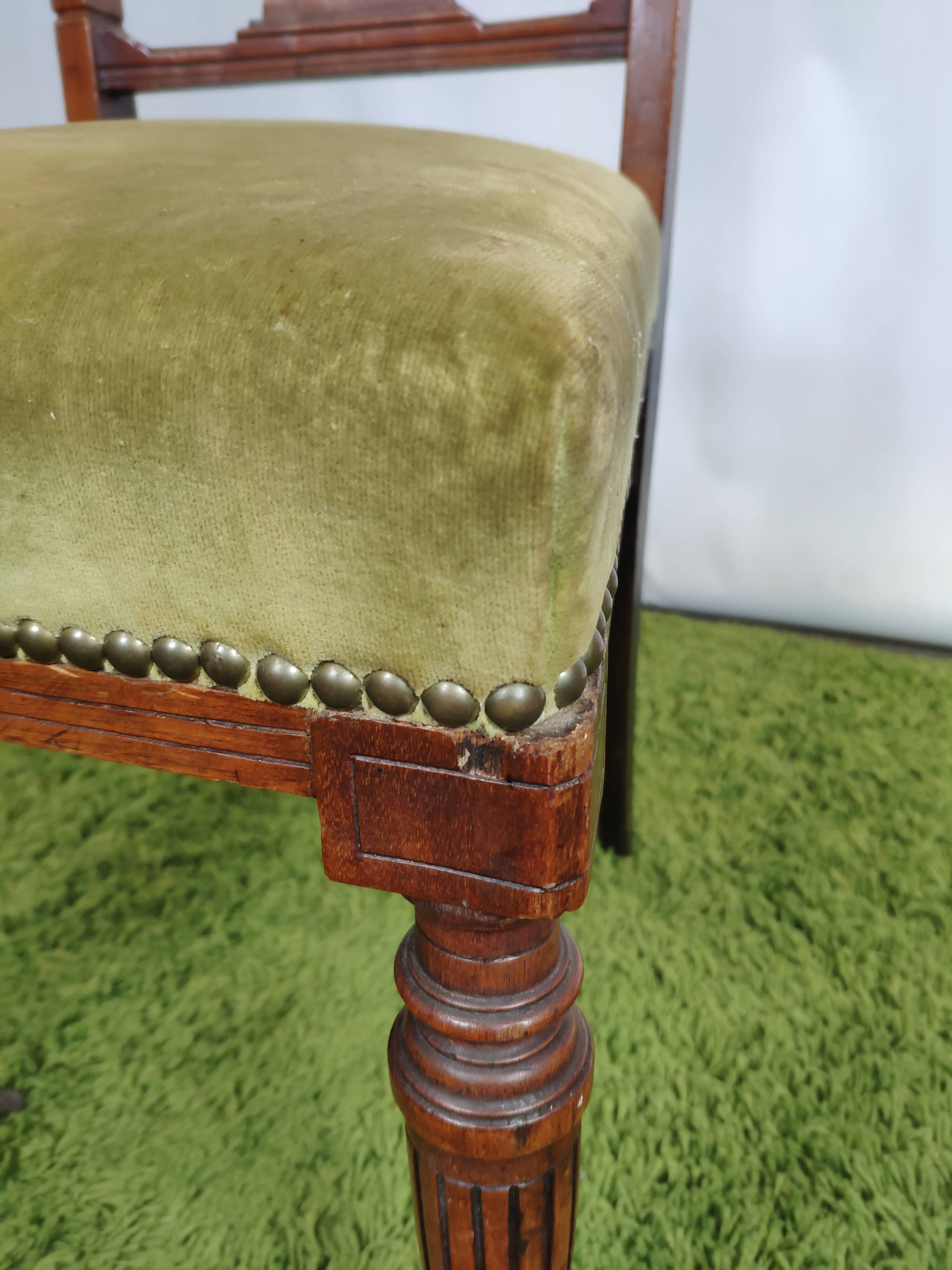 Set de 3 chaises anglaises velours vert