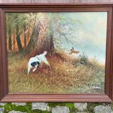 Tableau L Eiford oil painting on canvas hunting dog 68x58cm