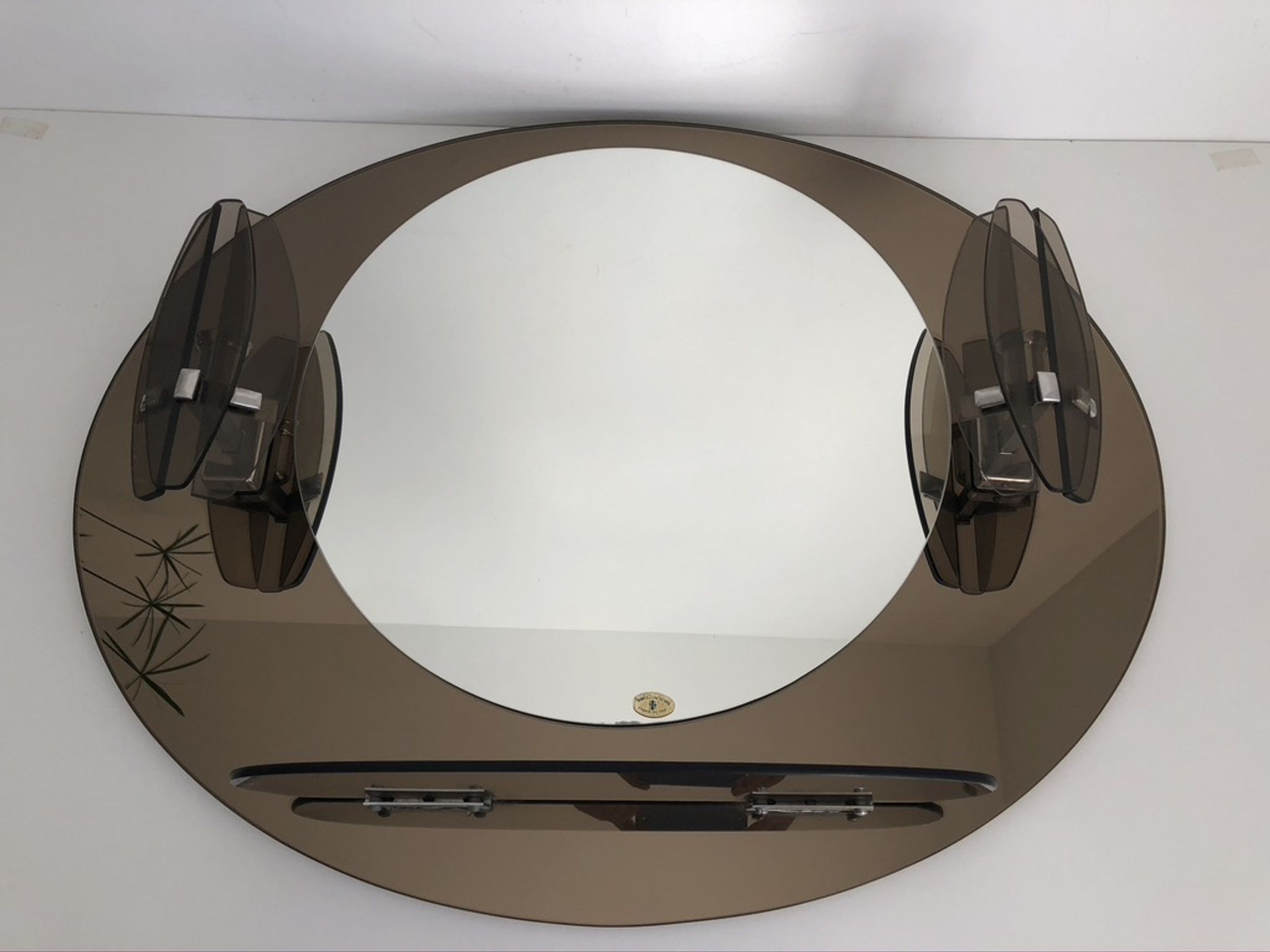 Lupi Crystal Luxor Mirror with 2 integrated wall lights and shelf