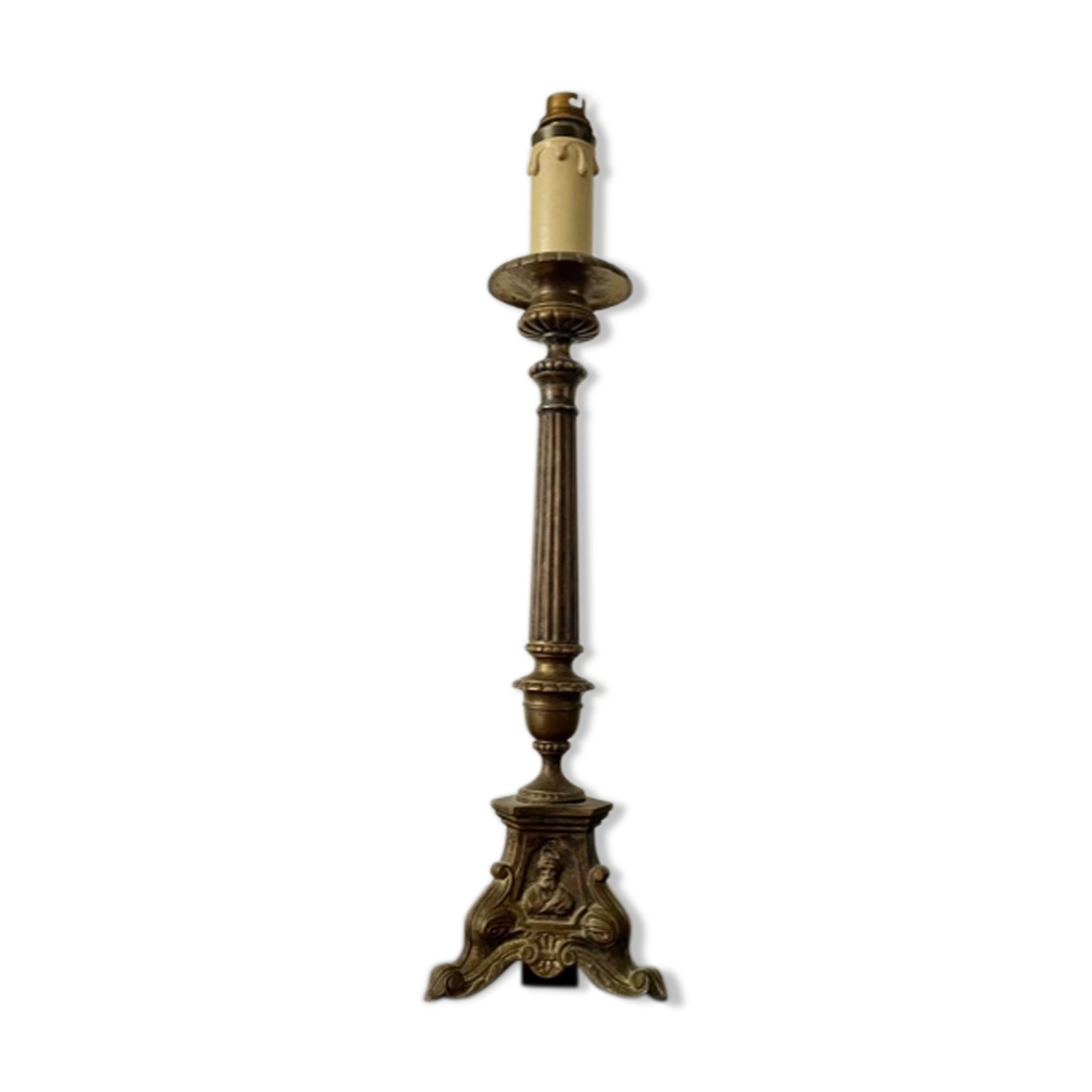 Lamp pique candle bronze silver nineteenth century