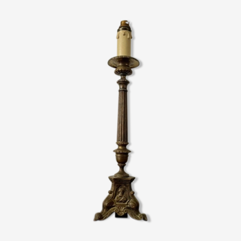 Lamp pique candle bronze silver nineteenth century