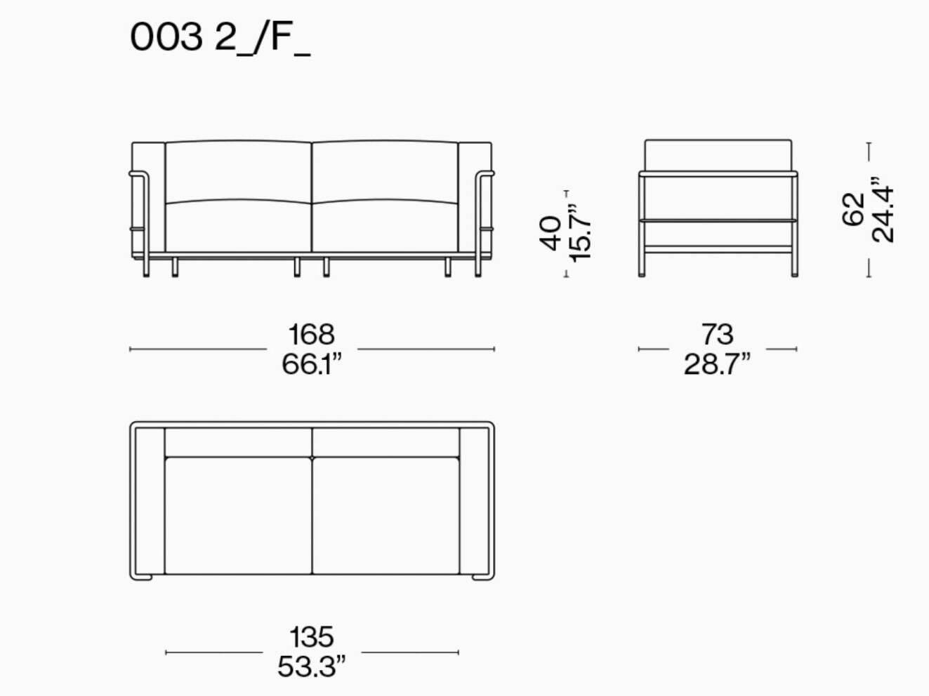 Le Corbusier - Authentic LC3 leather - 2 seats