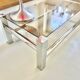 Vintage chrome metal table / smoked glass 1970