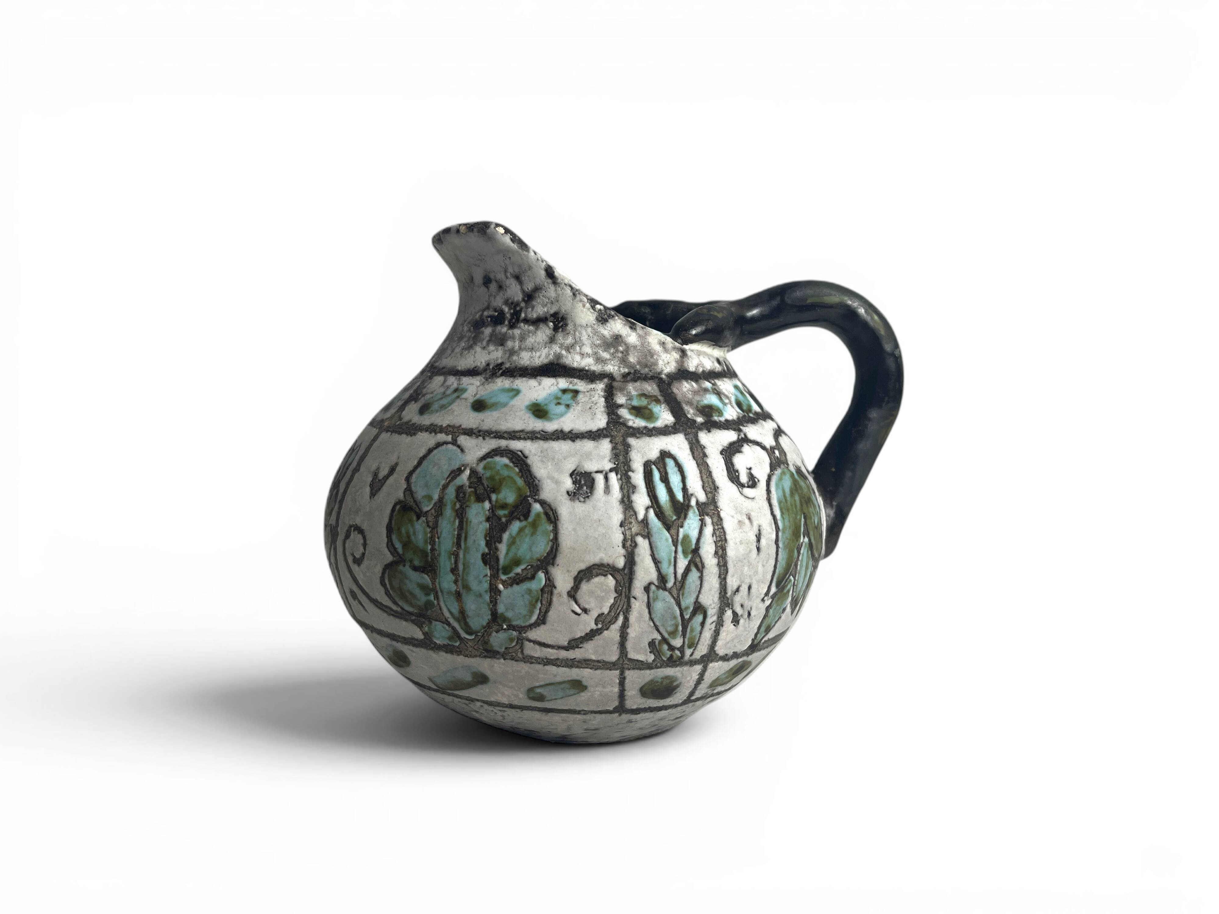 Massier Vallauris, bulbous jug, glazed earthenware, early 20th century.