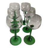 Lot 6 verre pied vert vintage