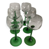 Lot 6 verre pied vert vintage