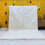 Thick white Berber carpet made of wool, BENI OUARAIN