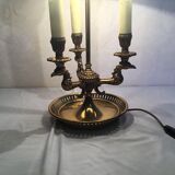 Lampe bouillotte bronze abat jour tôle rouge