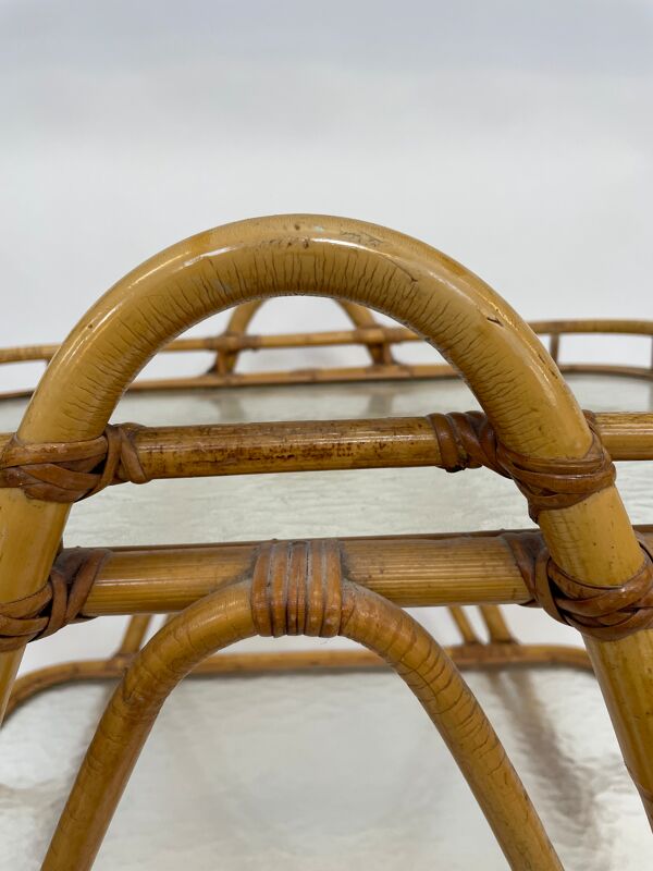 Table d’appoint en rotin vintage en bambou rotin