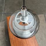 Suspended globe lamp in aluminium and glass in German Space style from the 1960s mid-century by Doria.