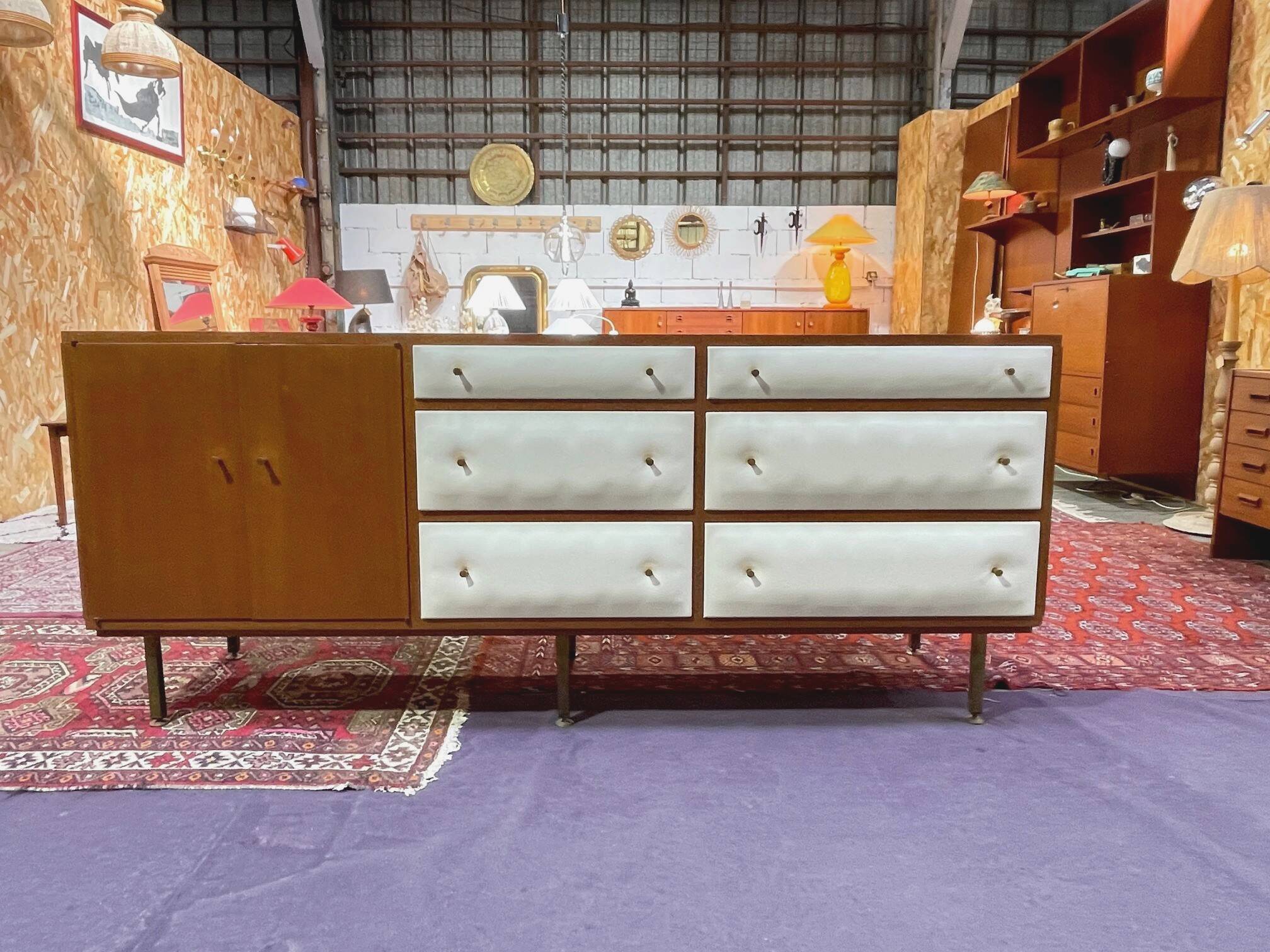Vintage teak enfilade by Roger Landault for Regy, 1960s.
