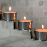 Chrome-plated metal candle holder